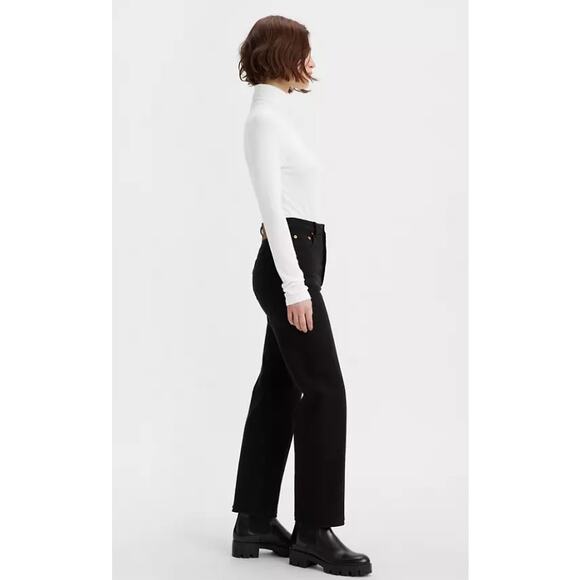 Levi's Ribcage Straight Ankle Jeans Women's Size 30 in Black Sprout - Picture 4 of 16